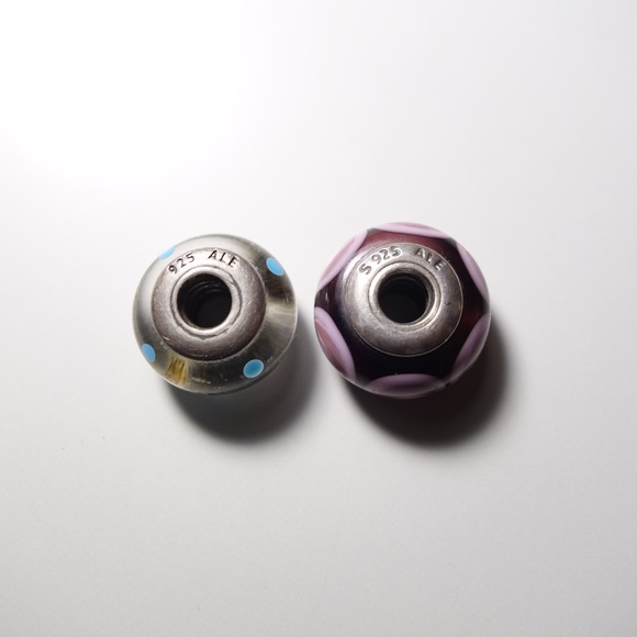 Pandora Murano Glass & Sterling Silver Bead Charms Stamped .925 ALE, Set of 2 - Picture 2 of 5